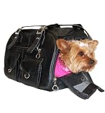 Leatherette Purse Dog Carrier - Black [10 x 6