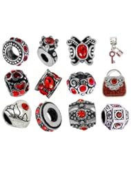 From Amazon.com. Click for details:
 Art and Craft Supply: Timeline Trinketts Rhinestone Birthstone Charm Bracelet Beads Fits Pandora Jewelry European Style - Red - The Knights Treasure Art and Craft Supply: Timeline Trinketts Rhinestone Birthstone Charm Bracelet Beads Fits Pandora Jewelry European Style - Red - The Knights Treasure