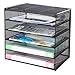Samstar Paper Letter Tray, Mesh Desk File Organizer with 5 Tier Shelf and Sorter, Black