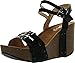 Refresh MARA-02 Women's Ankle Strap Comfort Buckle Platform Wedge Sandal