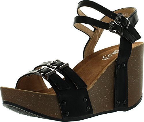 Refresh MARA-02 Women's Ankle Strap Comfort Buckle Platform Wedge Sandal