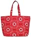 Cotton Canvas Red and White Flowers Tote Bag with Cloth Handles 21.5'L Top x 15