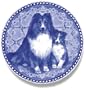Shetland Sheepdog & Puppy: Danish Blue Porcelain Plate