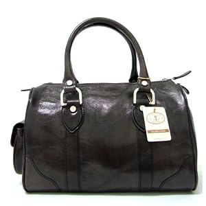 L.A.P.A. Italian Designer Bowling-style Handbag in Orange or Dark Gray Leather