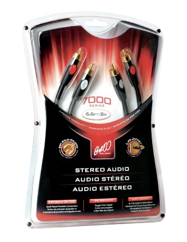 BellO ST7306 Stereo RCA Cable with 24K Gold Plated Connector Ends and Dual Gauge Transmission (6 meters, Black)