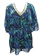 Sheer Poncho Kaftan Blue Beach Cover Up Top