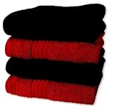 Produkt-Bild: 4 tlg. Handtuchset "Emotion"- Farbe schwarz / rot, Qualit&auml;t 550 g/m&sup2;, Qualit&auml;t 550 g/m&sup2;, Gr&ouml;&szlig;e 50 x 100 cm, Handtuch / Handt&uuml;cher / Badetuch / Duschtuch / Badet&uuml;cher / Duscht&uuml;cher