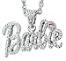 Nicki Minaj Barbie White Crystal Pendant Charm 18" Rollo Chain Necklace