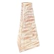 Handcrafted White Triangular Terracotta Vase With Brushed Sandy Salmon Finish - Circular Neck