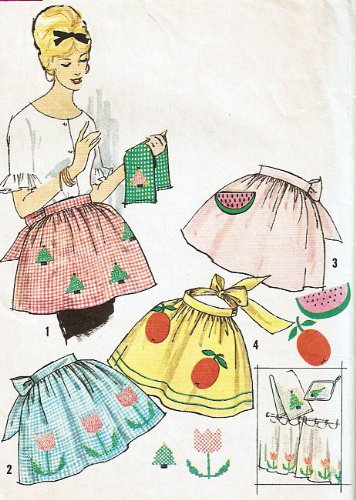 Simplicity 4180 Pattern for Hostess Apron, Applique, Cross Stitch Instructions, Vintage 50s Sewing Pattern