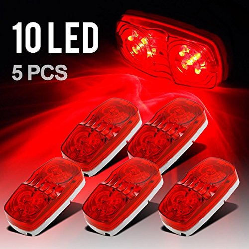 Partsam IVE Trailer Marker LED Light Double Bullseye 10 Diodes Clearance Light Red