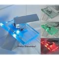 Farbige Wasserfall Glas Waschtisch Armatur Magicwater mit LED Technik und beleuchtetem Wasserstrahl Leuchtet der Magicwater