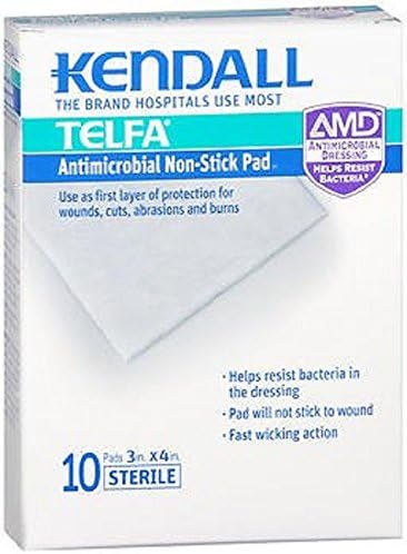 Kendall Telfa Antimicrobial Non-Stick Pads 3" x 4" 10 Count (2 pack)