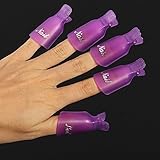 HIGHROCK 10Pcs Acrylic Nail Art UV Gel Polish Remover Wrap Cleaner Clip Caps Color:Purple