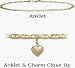 10 Karat 10 Yellow Gold Flat Gucci Style Anklet with 9mm Heart Charm