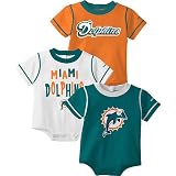 Miami Dolphins NFL Infant 3 Pack Creeper Set - Toddler (12 Months)