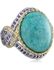 Two-Tone Colors Amazonite and Amethyst Ring