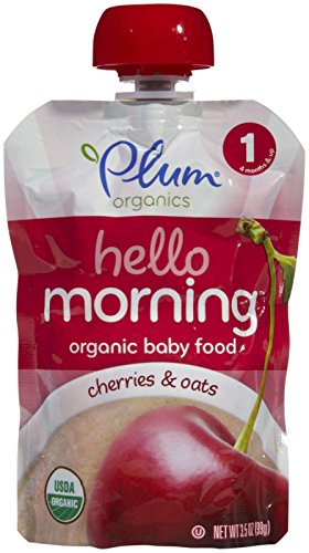 Plum Organics Stage 1 Hello Morning - Cherry & Oats - 3.5 oz - 6 pk