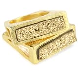 Marcia Moran Gold Druzy Stone Rectangle Duo 18k Gol