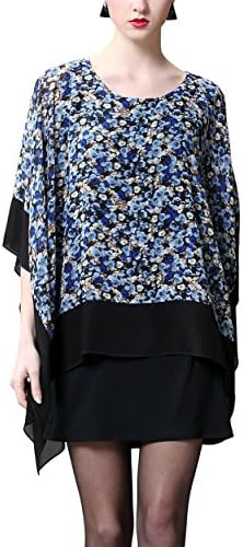 YIZHIYU Womens Chiffon Batwing Sleeve Tunic Kaftan Summer Top Dress Cloak Party-blue