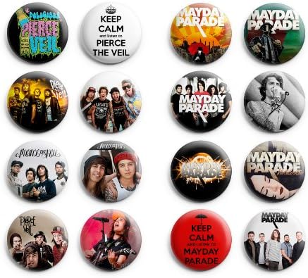 Pierce the Veil / Mayday Parade Pinback Buttons 16Pcs 1.25 inch Mix Set