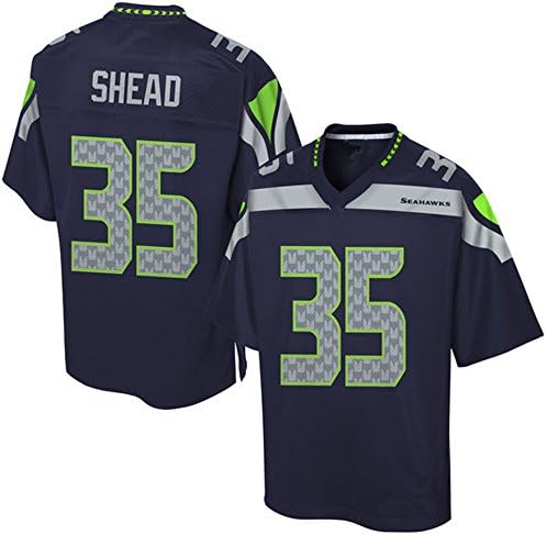 DWJUAKUW Classic Star Jerserys Mens Football Team Replica Jersey Seattle Seahawks #35 DeShawn Shead Navy