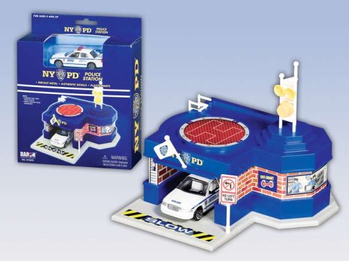 Childrens Toyshop  Toys : NYPD New York Police Department Station & Officer Patrol Car Playset