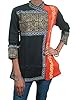 Womens Indian Tunic Top Black Cotton Boho Hippie Summer Casual Blouse XXS