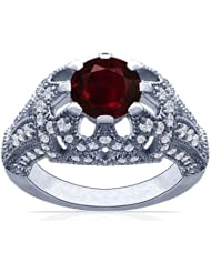Platinum Round Cut Ruby Fana Designer Ring