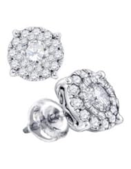 1 cttw 14k White Gold Diamond Flower Stud Earrings (Real Diamonds: 1 cttw)