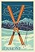 Lantern Press 24x36 Inch Giclee Art Print Wall Decor, Vermont, Crossed Skis, Letterpress