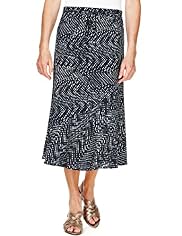 Classic Collection Textured Spotted Long Skirt with Belt
