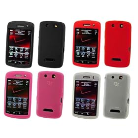 Premium Silicone Cover Soft Rubber Case for Verizon RIM Blackberry Storm 9530, 9500 Thunder (Choose From Black, Blue, Red, Clear, Pink)