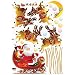 Christmas Holiday Time Reusable Wall Decoration Stickers - Santa and Reindeer Sleigh
