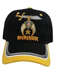 Sports: Shriners Masonic Hat Baseball Cap Black and Yellow Gold Shriner Masons Lodge - Masonic Caps