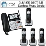 AT&T CL84100 DECT 6.0 Corded/Cordless Answering Speakerphone System With AT&T DECT 6.0 Accessory Four Handset Bundle