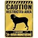 New  Caution : Restricted Area . Mastiff Monitoring  Parking Sign Dog