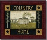 Country Home Salt Box Primitive Folk Art Sign Framed