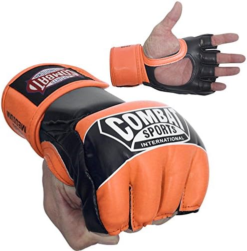 CSI Synthetic Leather Pro-Style Grappling Gloves - Fluorescent Orange - Youth Large