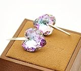 Mystic Topaz Heart Cut Silver Earrings Used Swarovski Crystals