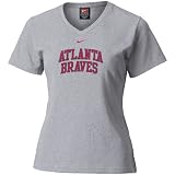 Nike - Nike Atlanta Braves Ash Ladies Ligature Arched Team Logo T-shirt