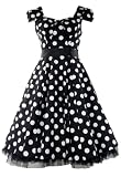 50's Vintage Tea Prom Dress Big Polka Dot Black & White