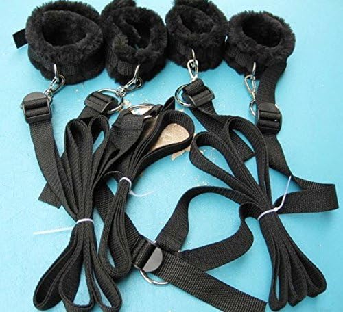 Chanew 4-in-1 Sex Plush Toys One Set Sexual Activity Fetish Bondage Restraint Beginner Complete Gear Cuffs Shackles (Black) by Chanew