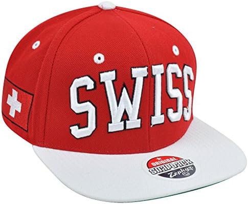 Zephyr Swiss Country Flag Super Star Adjustable Snap Back Two Tone Red Hat Cap