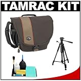 Tamrac 3444 Rally 4 Digital SLR Camera Case (Brown/Tan) with Deluxe Photo/Video Tripod + Accessory Kit for Canon EOS 7D, 5D Mark II III, 60D, Rebel T3, T3i, Nikon D3100, D3200, D5100, D7000, D800, A35, A55, A57, A65, A77 Digital SLR Cameras