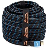 Aurum Flat Metal Series - Flat HDMI Cable with Ethernet (50 FT) - Category 2 Certified - Supports 3D & Audio Return Channel [Latest Version] - 50 Feet