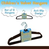 Set of 6 Children's Velvet Hangers - CHOCOLATE - Home and Garden > Organization