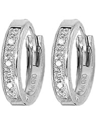 Genuine Round Diamond 14k Gold Hoop Huggie Earrings