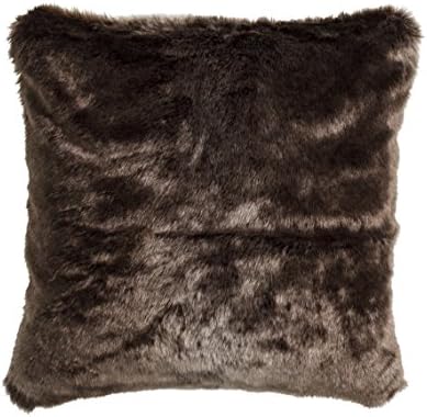 Brown Faux Fur Cushion Decorative Pillow Cover, Silky Soft 16x16 Square