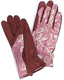 Angela's Garden 7102-915 Women's Fabric Backed Leather Palm Washable Garden Glove One-Size Fits Most, Peony